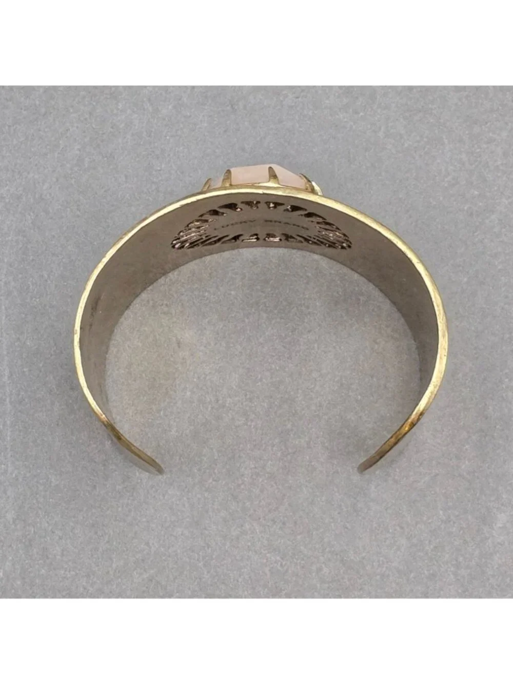 Lucky Brand Brass Sunburst Cuff Bracelet 7" Pink Quartz - Picture 5 of 16